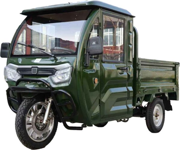 CargoTrike KH6 2-Personen Elektro-Dreirad mit Kabine - 45km/h Mokick, Lenkrad, 72V/58Ah Akku, Straßenzulassung - grün