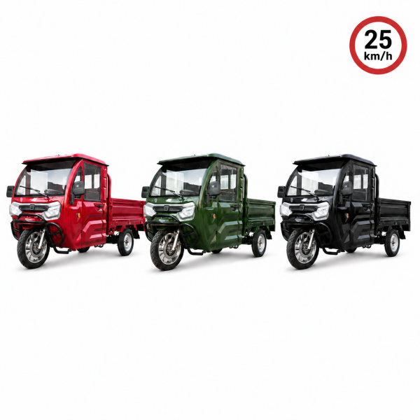 CargoTrike KH6 Elektro-Dreirad mit Kabine – 25 km/h Mokick, Lenkrad, 72V/58Ah, Straßenzulassung - verschiedene Farben
