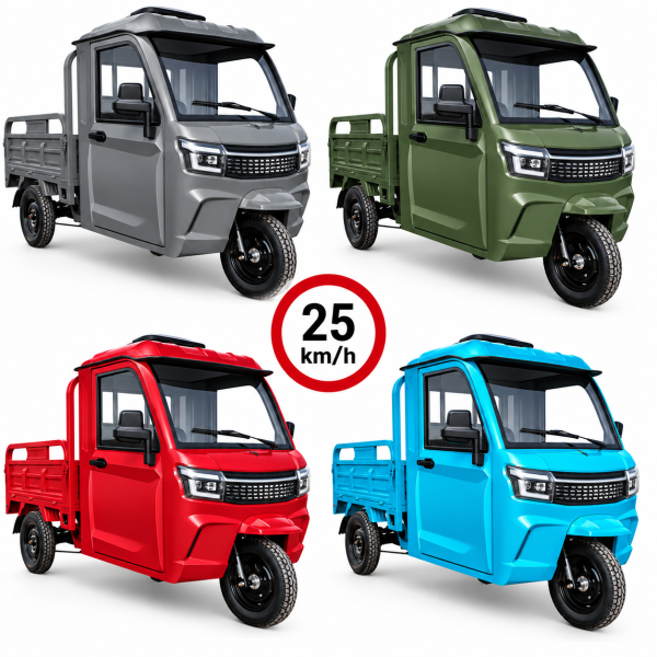 CargoTrike KH1 Elektro-Lastendreirad mit Kabine & Kippmulde verschiedene Farben – 25 km/h, 72V/58Ah, Straßenzulassung