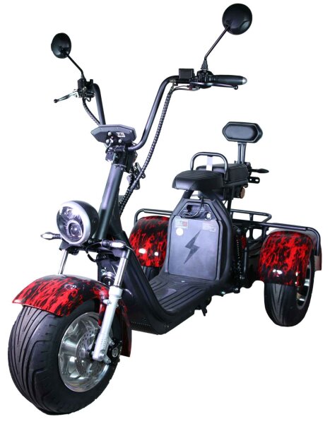 Elektroroller CP3.1 Trike Rot-Schwarz 45km/h mit Akku 60V/21Ah